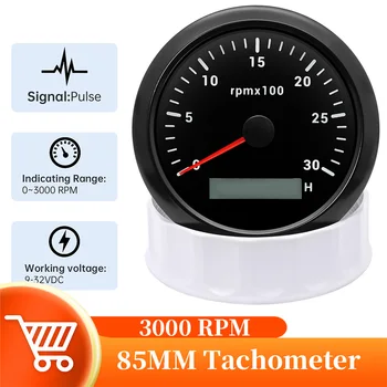 85MM 3000RPM Araba Takometre 7 Renk arkadan aydınlatmalı LCD Saat Ölçer Fit Tekne Deniz Benzinli Dizel Motor 9-32V  10