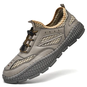 Deri erkek ayakkabısı Rahat Açık Ayakkabı El Yapımı Retro Eğlence loafer ayakkabılar Moccasins Nefes Ayakkabı Moda Ayakkabı  5