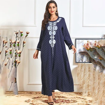 Müslüman elbise Moda sonbahar ağır sanayi nakış kadın mizaç baskı ekleme rahat etek Abaya Dubai Elbiseler  10