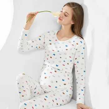 Pamuk Hemşirelik Pijama Emzirme Pijama Seti Hamile Kadınlar İçin Paçalı Don Gebelik Gecelik Salonu pijama  10