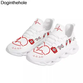 Doginthehole Sonbahar rahat ayakkabılar Hemşire Kalp Baskı Moda Sneakers Footwe Örgü Nefes Yürüyüş Düz Erkekler için Erkek Eğitmenler  10