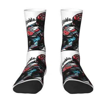 Fransız Racer Fabio Quartararo erkek Mürettebat Çorap Unisex Komik 3D Baskılı Elbise Çorap  10