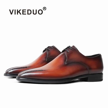 VİKEDUO İtalyan Tarzı Ayakkabı Erkekler İçin Patine Kare Deri Derby Elbise Ayakkabı Erkek Ismarlama Deri Ayakkabı Düğün Ofis Zapatos  5