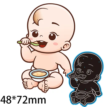 Metal Kesme Ölür Sevimli Küçük Bebek Kartı Dekor Yeni Karalama Defteri Dekorasyon Şablon Kabartma kendi başına yap kağıdı Kart Craft 48 * 72mm  1