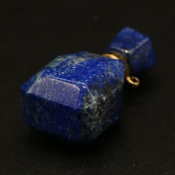 Doğal Taş Parfüm Şişesi Kolye Lapis lazuli İki Delikli Konnektörler Takı Yapımı İçin diy bilezik Kolye Aksesuarları  3