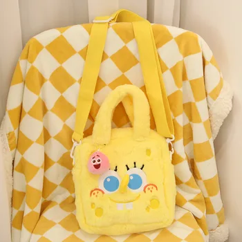 Yeni Sünger Bob Squarepants Karikatür Sevimli pelüş çanta askılı çanta Japon Tek omuz askılı çanta Bayanlar ve Çocuklar  10