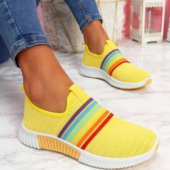 2020 Yeni Moda Kadın Ayakkabı Gökkuşağı Renk El Yapımı Örgü Vulkanize günlük ayakkabı Düşük üst Yaz Rahat Bayan Ayakkabıları Kız Artı  5