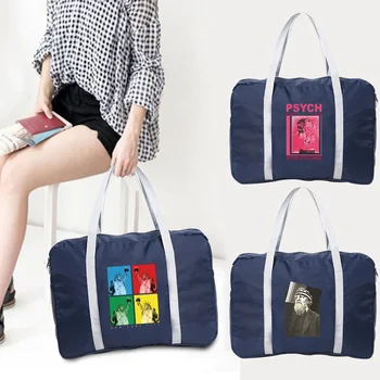 Katlanabilir Seyahat Çantaları Büyük Kapasiteli Bagaj Çanta Erkekler Seyahat Çantaları Giyim Organizatör Taşınabilir Bagaj Çantası Heykel Desen  10