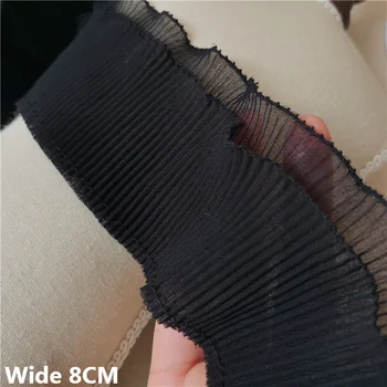 8CM Genişliğinde Çift Katmanlar Şifon Pilili Dantel Kumaş İşlemeli Şerit Manşetleri Etek Etek Boyu Elbise Yaka Kenar Trim Dikiş Dekor  5