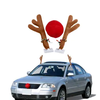 1 Takım Çevre Dostu Bez Ren Geyiği Boynuzları Araba Dekorasyon Noel Dekorasyon Süsler Dekoratif Sahne  5