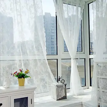Avrupa Beyaz dantel sırf perdeleri oturma odası yatak odası pencere tül perde perdeler ev dekorasyonu ıns Dantel Perdeler  5