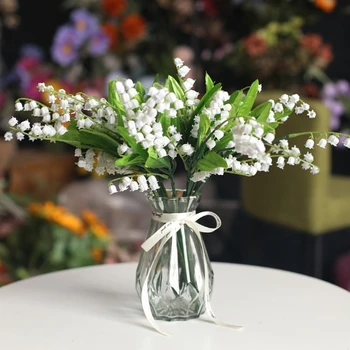 10 ADET Yapay vadi zambağı Sahte Çiçekler Çan Orkide Düğün Buket Olabilir Çiçek Ev Ofis Bahçe Düğün Parti  5