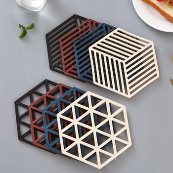 Dikdörtgen ısıya dayanıklı silikon Mat içecek Coaster kaymaz Pot Tutucu masa Mat mutfak aksesuarları Coaster  5