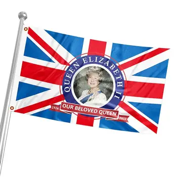 Platin Jubilee Dekoratif Bayraklar 90x150cm Union Jack Kraliçe Elizabeth II Anma Bayrağı Kraliçe Elizabeth II Anma Töreni  5