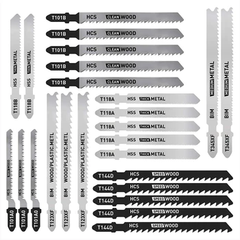 25 Adet T Shank Jig Testere Bıçağı Seti, Ahşap, Plastik ve Metal Kesme için T-Shank Bıçakları  5