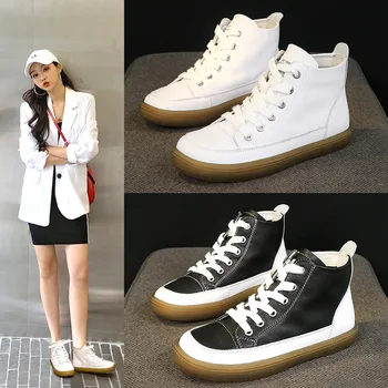 XEK Kadın Sneakers Moda Nefes vulkanize ayakkabı Pu deri Lace up Casual Beyaz Tenis Feminino Zapatos De Mujer YYJ168  5