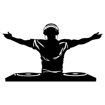 Siyah / Gümüş DJ Müzik Disko Kulaklık Vinil Çıkartması Araba Sticker JDM Yaratıcı Karikatür 18.8 CM * 10.9 CM  10