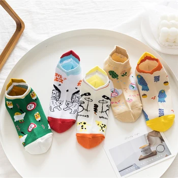 Kadınlar İçin çorap Roman Özgün Tasarım 5 Pairs Yeni Ürünler Güzel hayvanlı çoraplar Yaz Pamuk Eğlenceli Eğlence Nefes Sevimli Çorap  10
