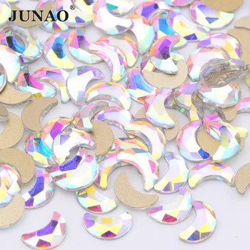 JUNAO 50 adet 4x8mm Ay Şekli AB Kristal Rhinestones Fantezi Nail Art Strass Karışık Boyutu Cam Taşlar DIY Manikür Süslemeleri  10