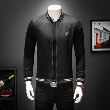 Moda Tasarımcısı Marka Yeni O-Boyun Ceketler Katı Erkekler Bombacı Ceket Beyzbol Kabanlar Palto Siyah Beyaz M-4XL 5XL 2111  10