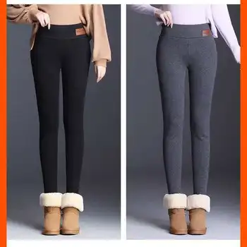 Kalın kaşmir tozluk kadın Sonbahar ve Kış Kadife Yastıklı Kalınlaşmış Dış Giyim Yüksek Bel İnce Termal pantolon pamuklu pantolonlar  4
