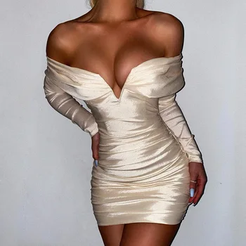Dantelli Resmi Seksi Elbise Kadınlar Vintage 2021 Bahar Kadın Gece Kulübü Yüksek Bel Elbise Sıska Zarif Kapalı Omuz Vestidos  5