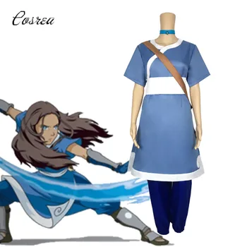 Anime Avatar: Son Hava Bükücü Kostüm Katara Cosplay Takım Elbise Üniforma erkek Giyim Cadılar Bayramı Kostümleri Kadınlar Kızlar için Disfraz  10