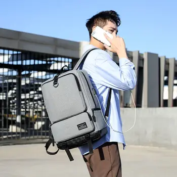 Yeni Moda erkek Sırt Çantası USB Su Geçirmez Malzeme Çok fonksiyonlu Büyük kapasiteli Açık Seyahat İş okul çantası  10