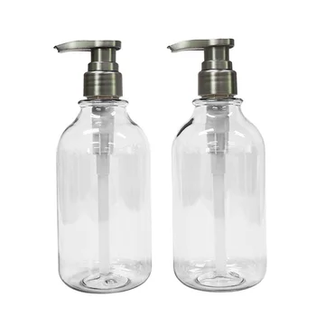 Boş 500ml / 17oz Plastik Losyon pompa şişesi duş şampuanı Jel Tutucu Mat Gümüş Sabunluk Banyo Pompası Doldurulabilir Şişeler  5