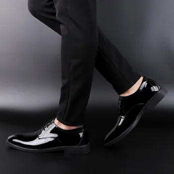 erkekler Erkek erkek erkek siyah nefes masculino casuales cuero hombre için yeni zapatos moda eğlence düz deri de adam sapato  5