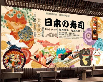 Papel de parede Japon suşi 3d duvar kağıdı, yemek romm mutfak restoran kağıtları ev dekor özel mural  10
