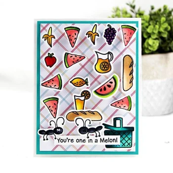 Piknik Zamanı Karıncalar Gıda Meyve Şeffaf Damga Temizle Pullar DIY Scrapbooking Kağıt Kartları Dekoratif El Sanatları Malzemeleri 4x4 inç  4