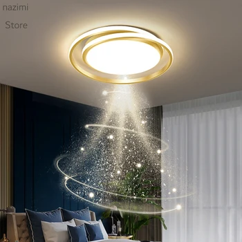 Basit Yuvarlak altın / Siyah / Beyaz yeni LED Modern avizeler ışıkları oturma yemek odası yatak odası ev iç mekan aydınlatması lamba uzaktan kumanda ile  10