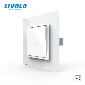 Livolo AB Standardı 2 Gang 2 Yollu Push Button Ev Duvar Anahtarı, lüks Kristal Cam Panel, C7K2S-11/12,110-250V 10A, tuş takımı Çapraz  10