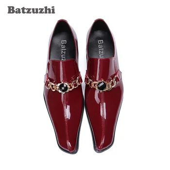 Batzuzhi Marka Lüks Erkekler Düğün Ayakkabı Şarap Kırmızı Patent Deri Resmi Elbise Ayakkabı Erkekler ıçin Iş Elbise Ayakkabı Zapatos Hombr  2