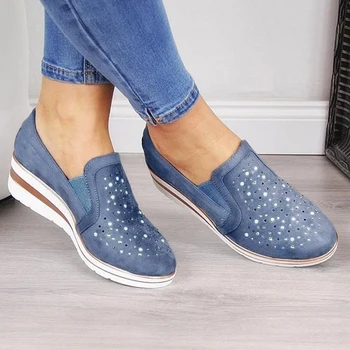 2022 Moda Kadın İlkbahar Sonbahar Mokasen Hafif Platform rahat ayakkabılar yapay elmas parlayan Kadın Ayakkabı 3 Renk 2022  5