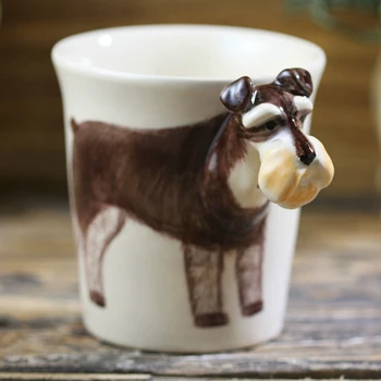 yaratıcı Schnauzer Köpek Kahve Fincanı kişiselleştirilmiş komik hayvan Kupa 3D karikatür hediye fincan sevimli köpek Kupa pipetli bardak kupa çay bardağı  10