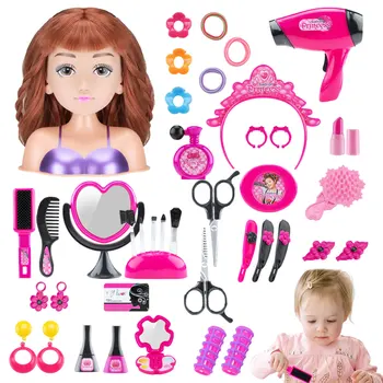 Şekillendirici Bebek Şekillendirici Bebek Kafası Saç Kurutma Makinesi İle Saç Makyaj Bebek Oyna Pretend Kozmetik Seti Güzellik Bebek Aksesuarları Saç Şekillendirici  5