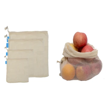 50 ADET/GRUP Kullanımlık Sebze Net Çanta Taşınabilir Mutfak Çok Fonksiyonlu Meyve Sebze Örgü Çanta İpli Çanta İle  10