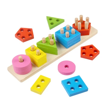 Montessori Eğitici Oyuncaklar Çocuklar için Erken Öğrenme Ahşap Malzemeler Matematik Oyuncaklar Zeka Geometrik Şekiller Eşleştirme Oyunları  5