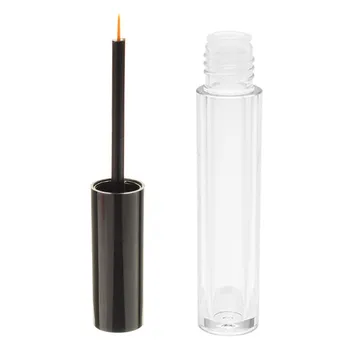 24 adet 10ml Siyah yuvarlak plastik göz kalemi şişe tüp boş Şeffaf sıvı eyeliner tüp kozmetik konteyner  5