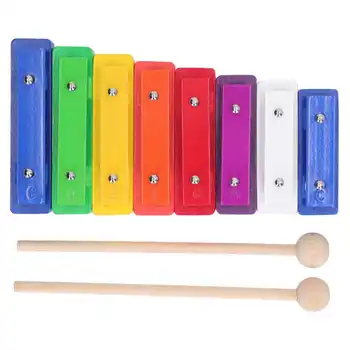 Bebek Çocuk Eğitici Oyuncak 8 Tuşları Ksilofon Renkli Ahşap Enstrüman Oyuncak Müzikal Komik Oyuncaklar Okul Öncesi Öğrenme için  4