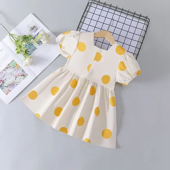 Menoea Bebek Kız Prenses Günlük Elbiseler 2022 Yeni Yaz Kore Puf Kollu Nokta Elbise Yürüyor Çocuk Tatlı çocuk giyim  10