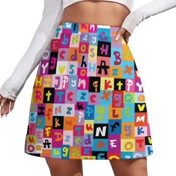 Mektup Pop Sanat baskı Etek Karmakarışık Alfabe Moda Mini Etekler Bahar Yüksek Bel Moda Sokak Giyim Rahat Etek Büyük Boy 3XL 4XL  10