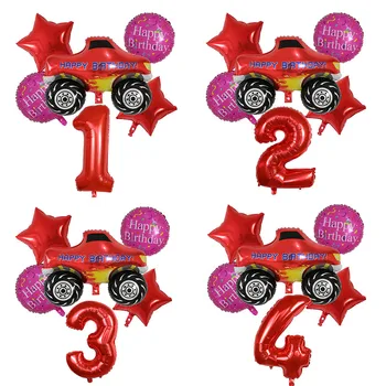 6 adet Blaze Makineleri Numarası Folyo Balonlar Doğum Günü Partisi Dekorasyon Çocuk İyilik Bebek Duş Araba Yarışı Parti Malzemeleri Hava Globos  10