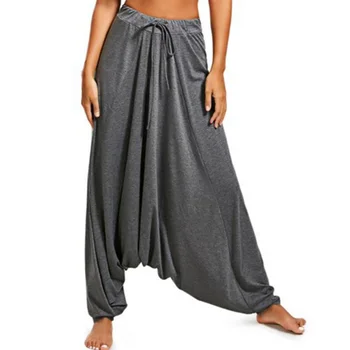 Harem pantolon Bayan Rahat Hippi Gevşek Pantolon Baggy Bırak kasık Düz Renk Geniş Bacak Elastik Bel Moda Mujer Pantalones Yeni  10