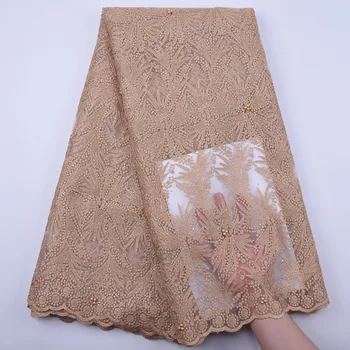 Yüksek Kaliteli Afrika Dantel Kumaş 2019 Fransız Net Tül Dantel boncuklu kumaş Nijeryalı Dantel Kumaş düğün elbisesi Y1867  1