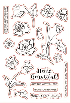 11x16 Güzel küçük çiçek Şeffaf Temizle Pullar Scrapbooking DIY Kart Yapımı için Kesme El Sanatları Stencil  1