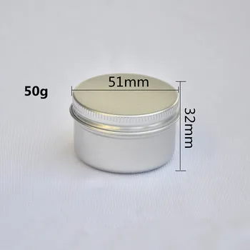 50 adet 50g Gümüş Boş Alüminyum Kavanoz Doldurulabilir Kozmetik Şişe Merhem Krem Örnek Ambalaj Kapları vidalı kapak  5