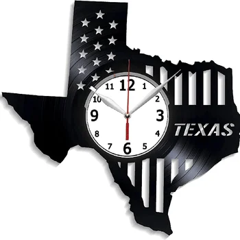 Texas State Duvar Saati Vintage Vinil Kayıt Retro Duvar Saati Texas Sanat Duvar Saati 12 İnç Doğum Günü Hediyesi Texas State Hediye Yeni Yıl  10